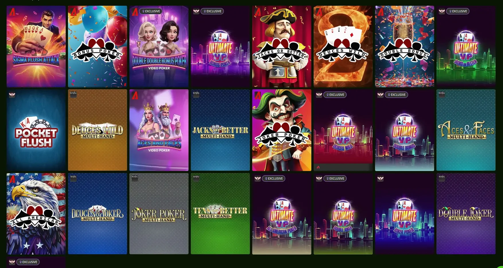 Interface de l'application mobile Talismania avec sélection de jeux de casino